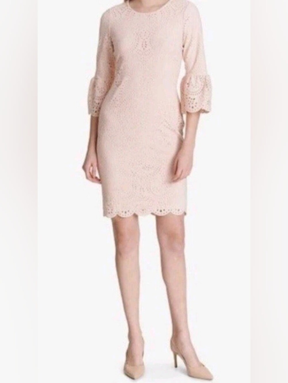 NWT Calvin Klein Blush Pink Bell-sleeve Dress Size 12